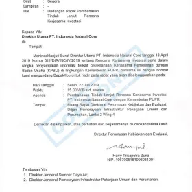 Foto Surat Undangan Rapat Pembahasan Kerjasama Investasi<br>16 Juli 2019<br>Tanggal Rapat : 22 Juli 2019 20190716_undangan_rapat_pembahasan_rencana_kerjasama